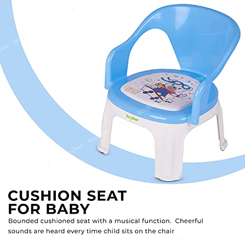 Image of Baybee Kids Chair Strong & Durable Plastic Baby Chair for Kids Home School, Kids Study Table Chair | Booster Seat for Baby, Portable Activity Chair for Kids Boys & Girls | Blue