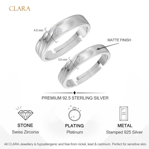 Image of Clara 925 Sterling Silver Adjustable Couple Ring for Men & Women
