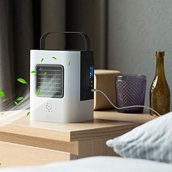 Home and Garden Accessories Fan Desktop Upgraded Version 2W IDI Portable Energy Efficient Evaporative Cooling Mini Air Conditioning Fan with 3 Speed Modes & Air Cooler Purifier Fan with LED Display & Handle for Home, Office, Camping Color Black