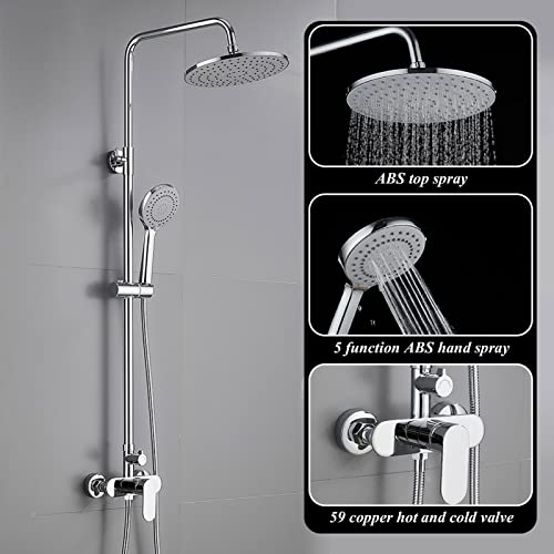Ensemble de robinet de douche mural chromé : kit de douche haute pression avec douchette à main