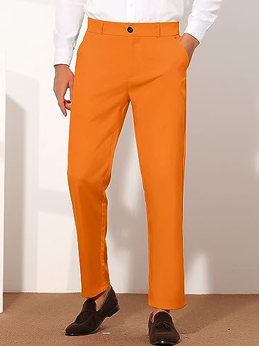 Lars Amadeus Men's Dress Pants Flat Front Zipper Up Straight Leg Business Chino Trousers2