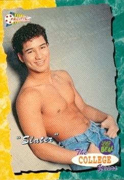 "Slater" Mario Lopez trading card (Save by the Bell) 1994 Pacific #104 shirt off Thumbnail