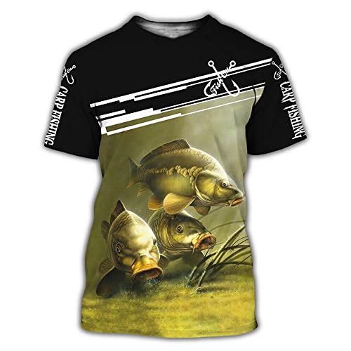 XKYDYF Hommes 3D Imprimé T-Shirts Été Hommes T-Shirt 3D Poisson-Chat Pêche Imprimé T-Shirts Harajuku Décontracté À Manches Courtes T-Shirts Unisexe Cool T-Shirt