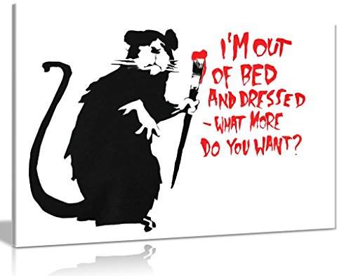 Banksy Graffiti Out Of Bed Canvas Wall Art Picture Print (30X20In) #TOP5