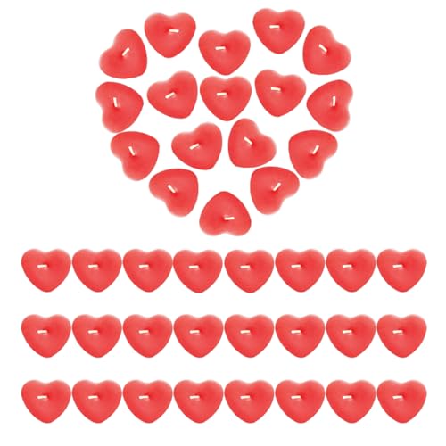 KBSICWO 50 Pieces Red Love Heart Candles, Romantic Floating Mini Tea Lights, Smoke Free Decorative Candles for Anniversaries Birthdays Proposals Valentines Day Weddings