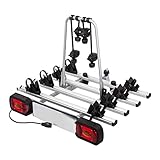 AHIRO4 Anhängerkupplung Fahrradträger für 4 Fahrräder abklappbar abschließbar aus Stahl und Aluminium