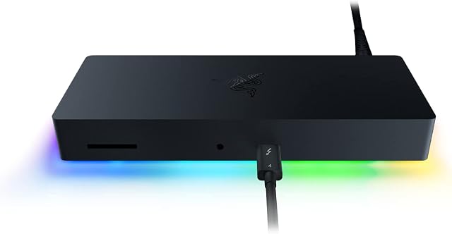 Razer Thunderbolt 4 Dock Chroma - Premium Hub with RGB Lighting for Windows and Mac (10 Ports in One, Output to Two 4K Monitors or One 8K Monitor) Black