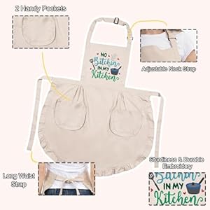 Fairys gift funny cooking aprons for women embroidered womens apron cute kitchen apron for cooking baking thanksgiving christmas birthday cooking gifts for women mom wife grandma baker chef  urban country home decor