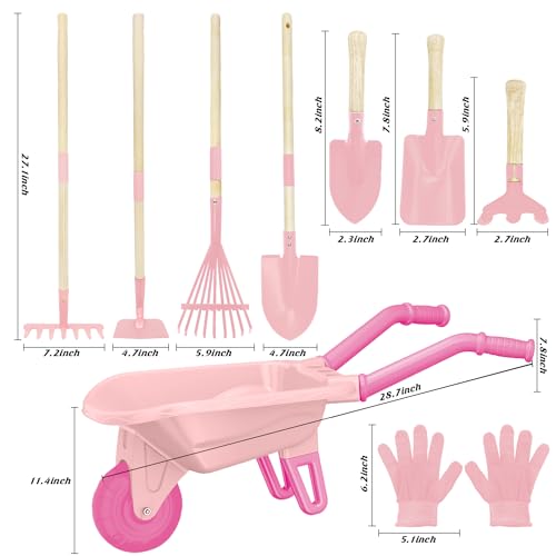 image for Qtioucp Kids Gardening Tools Outdoor Toys Set Backyard Play with Wheel
