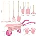 Qtioucp Kids Gardening Tools Outdoor Toys Set Backyard Play with Wheelbarrow Educational STEM Learning Pretend Toys Outdoor Indoor for Toddlers Kids Boys Girls