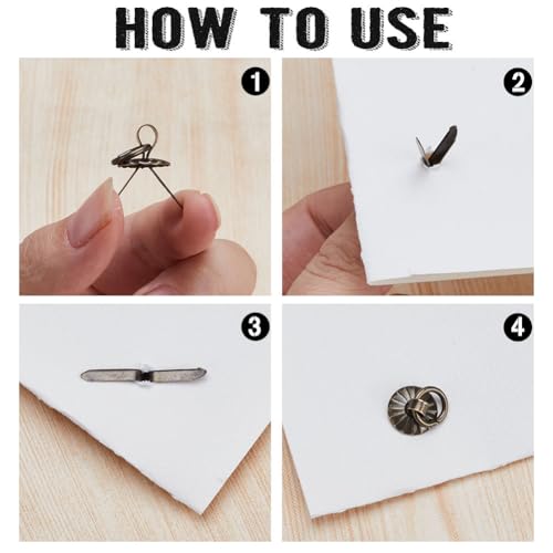 Image of GORGECRAFT 40PCS 4 Styles Metal Brad Fasteners Small Ring Pulls Flower Handle Rings Mini Brad Paper Fastener for Decorative Jewelry Box Chest Drawer Cabinet Mini Journals Storage Decoration