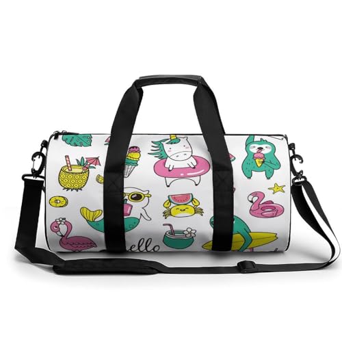 Sac de sport gym paresseux sirène licorne 45x23x23cm pour voyage et randonnée