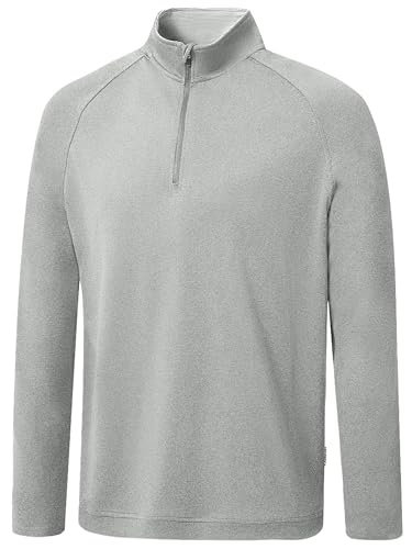 Image of Golf Quarter Zip Pullover for Men Mock Neck 1 /4 Zip Lightweight Athletic UPF 50+ Men's Long Sleeve Golf Sweatshirt