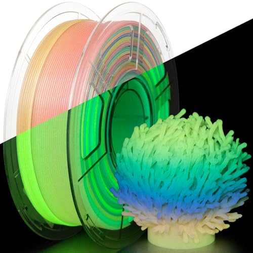 Image of IEMAI Rainbow Glow in The Dark PETG Filament 1.75mm 1KG, Fast Color Change Gradient Luminous 3D Printer Filament, High Brightness, Neat Wound & Easy Print, Accuracy + /-0.02mm