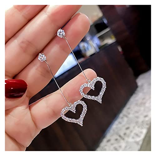 Boucles d'oreilles coeur argent sterling anti-allergie gland long