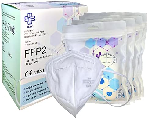 QZY FFP2 protection mask - Box of 20 pieces - CE Certified With Elastics & Adaptable Nose Clip, 5 Filtration Layers, Protection For Exterior And Interior