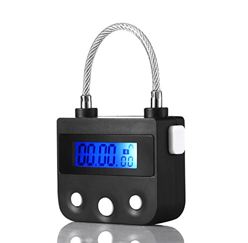 Liquid Crystal Display time Lock Multifunctional Timing Lock Alternative kKitchen Storage Containers (black)