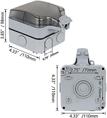 COOLWEST Single Outdoor Waterproof Switched Socket, IP66 Wall Electrical Outlets and Wall Plug Socket Box