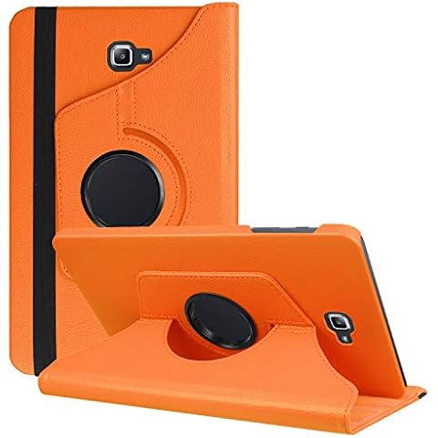 HereMore Samsung Galaxy Tab A 10.1 Inch Case - 360 Degree Rotating Case Stand Cover for Samsung Galaxy Tab A6 10.1 Inch Tablet SM-T580N/T585N (2016 Released-No S Pen Version), Orange Cover
