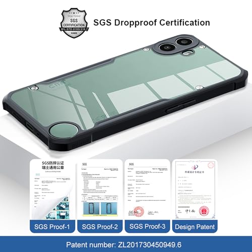 Image of for Nothing CMF Phone 1 Transparent Case Ultra-Thin Cover Soft TPU Bumper + Acrylic Clear Back Military Grade Airbags Shookproof Drop Protection for CMF Phone 1,Black