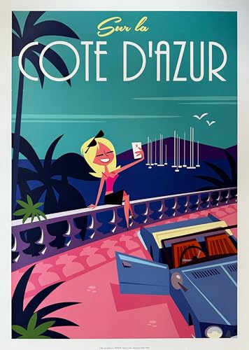 Poster Côte d'Azur Gary Godel souvenir ensoleillé de vacances