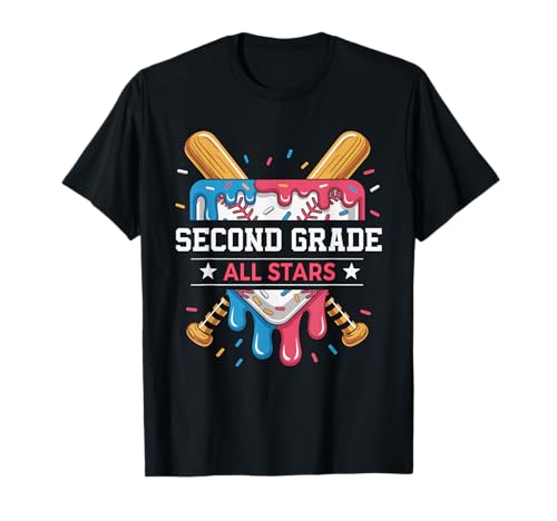 Second Grade Baseball 2nd Grade Ice Cream Drip Kids Boy Girl T-Shirt
