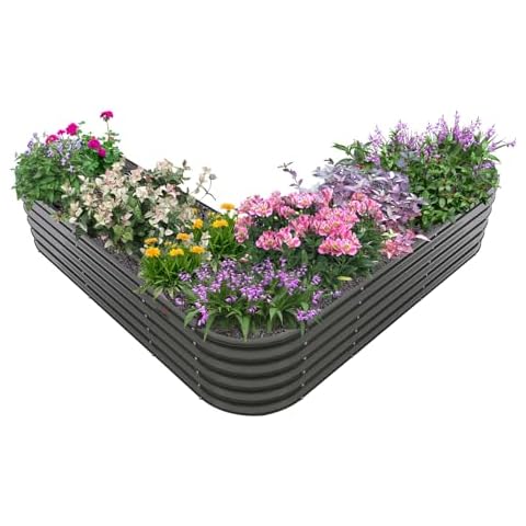 A ANLEOLIFE Heart-Shaped Galvanized Raised Garden Beds Outdoor,81x81x18in Large Metal Planter Box for Planting Vegetables Flowers Herb, Anti-Rust & Easy-Setup, Quartz Grey Cover