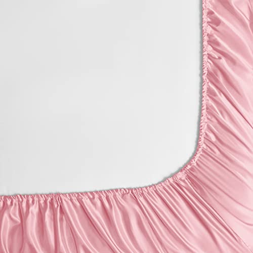 Golal Satin Sheets King Size - 4 Pieces Luxury Silky Soft Bed Sheets, Wrinkle-Free Pink Satin Silk Sheet Set With 1 Deep Pocket Fitted Sheet, 1 Flat Sheet, 2 Pillow Cases #TOP4