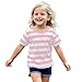 Boys Girls Striped Shirts Cotton Rainbow Shirt Toddler Kids Short Sleeve Crew Neck Summer Trendy (Pink, 12-18 Months)