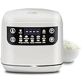 Portable Digital Rice Cooker, 6-Cup (Uncooked)/12-Cup (Cooked) Small Rice Maker with Steaming Basket, Mini Rice Cooker with 2L Removable Nonstick Inner Pot, 10 Menu Options, Auto Keep Warm, 24 Hour Delay Timer, White