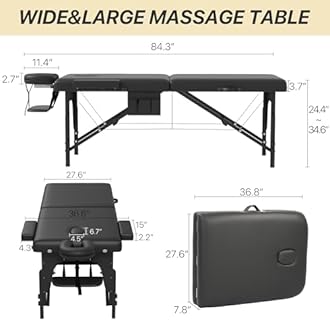 KCC Memory Foam Massage Table Premium Portable Foldable Massage Bed Height Adjustable, 84 Inches Long 28 Inchs Wide Home Salon Spa Bed Tattoo Table with Accessories &Carrying Case, Easy Set Up