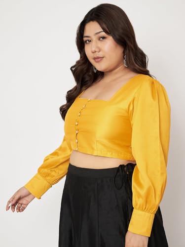 Image of studio rasa Women's Plus Size Chroma Button Down Crop Top for Wedding Festive Party