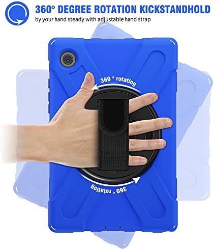 Zenrich Samsung Galaxy Tab A8 Case 10.5 Inch 2021, Heavy Duty Shockproof Protective Cover with Rotating Kickstand, Hand & Shoulder Strap for Galaxy A8 Tablet SM-X200/X205/X207, Blue