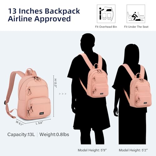 Image of HanTrip Carry On Travel Backpack For Men Women, 13 Inch Small Mini Work Bag Personal Item Backpacks, Camping Back Pack Lightweight Hiking Daypack For Office Nurse Commuter (Pink)