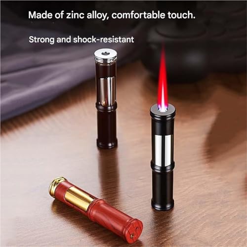 Encendedor metálico antorcha rojo resistente al viento miniatura 4