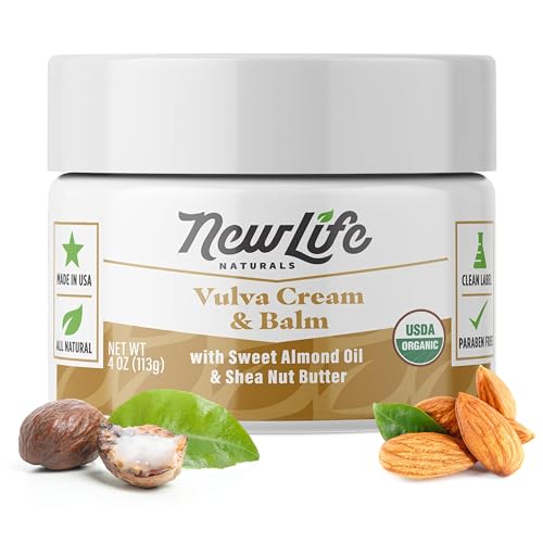 NewLife Naturals USDA Certified Organic Vulva Cream - Menopause Support Itching Irritation Vaginal Moisturizer Vaginal Dryness; Estrogen Free Intimate Feminine Care - 4 Oz Made in USA