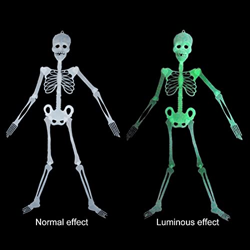 Queenser 2 peças de decoração de esqueleto luminoso pendurado de Halloween, 90 cm e 20 cm de corpo i