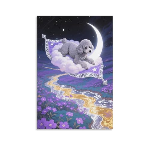 EMYXPAQM Caniche Impression Sur Toile Caniche tapis magique Art Mural Tableau Décoration Murale Pour Chambre Salle De Bain Cuisine 20x30inch(50x75cm)