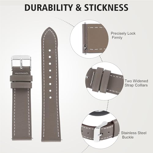 Italy Genuine Leather Watch Bands Men Women Compatible with Samsung Galaxy Watch Band, 20mm 22mm Lugs Watch Straps, Quick Release Wear-resistant Sweat-Resistant Smartwatch Replacement Strap
