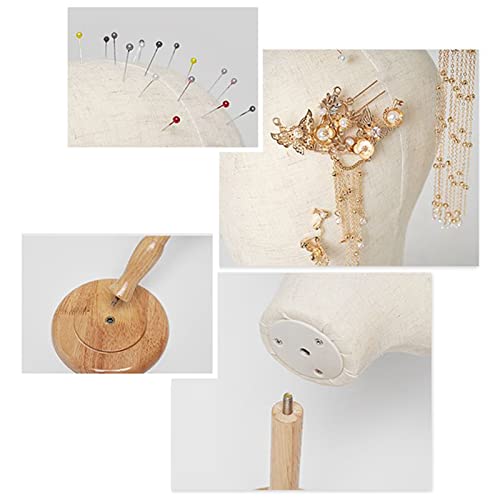 Chadwick Canvas Wig Head Stand With Detachable Wood Stand - Great For Hats, Caps Display And Wig Making, 21Inch Mannequin Head Block, Dome Model Head, Helmet Jewelry Glasses Headband Display #TOP4