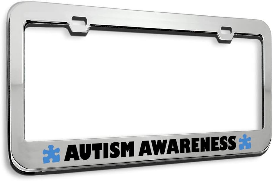 Metal License Plate Frame Autism Awareness Metal A Tag Holder Car Accessories Stainless Steel 2 Holes 1 Frame