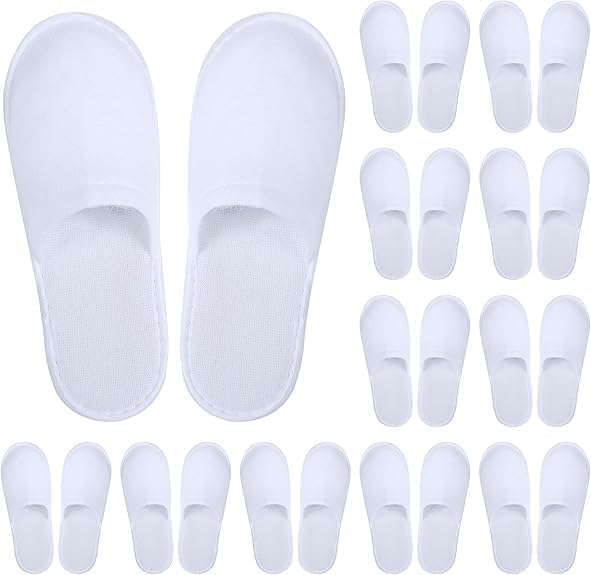 Atsy 30 Pairs Pairs Disposable House Slippers for Guests,Bulk Slippers For Hotel Guests Women Men,Spa,Travel,Shoeless Home,New Closed Toe Super Comfort,Non-Slip(White)