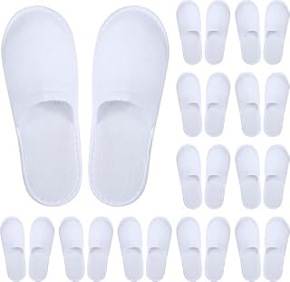 Atsy 30 Pairs Pairs Disposable House Slippers for Guests,Bulk Slippers For Hotel Guests Women Men,Spa,Travel,Shoeless Home,New Closed Toe Super Comfort,Non-Slip(White)