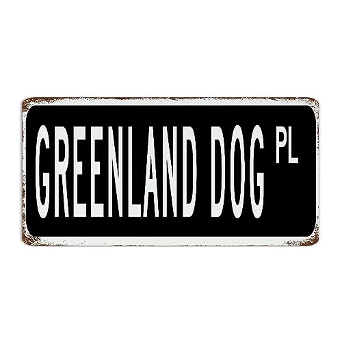 Autravelco Greenland Dog Black Farmhouse Metal Signs Custom Entryway Signs Dog Owner Gift Dog House Home Decor Aluminum Metal Sign for Outdoor Cabin Lounge 6x12 Inch