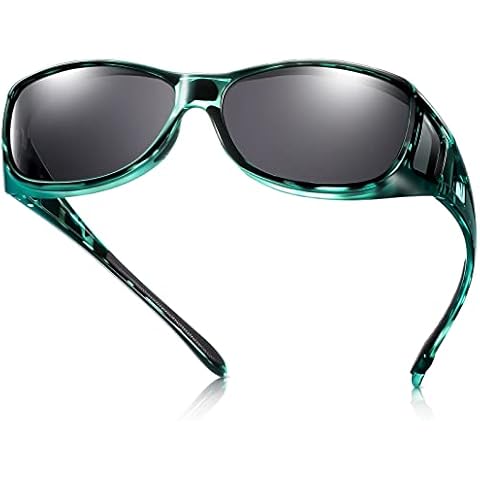 TINHAO Fit Over Sunglasses For Women - Polarized Fitover Sunglasses (Green leopard, Black) Cover