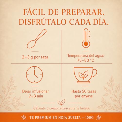 Miniatura 6 de Te Energetico Vigorizante - Aumenta La Energia, Concentracion Y Memoria - Té Verde, Matcha, Yerba Mate, Te Blanco, Te Negro, Espirulina, Guarana, Natural Energy Drink - Infusión Antioxidante, 100g