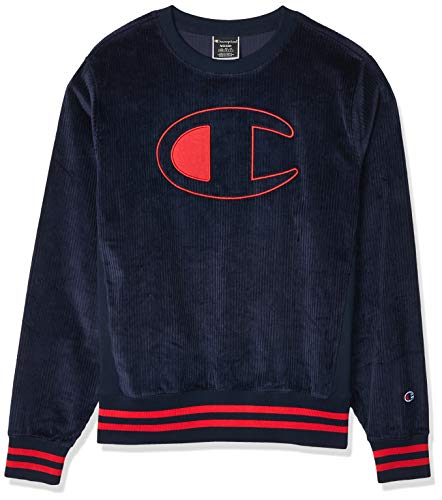 Champion LIFE Men's Corduroy Crew Center Chest C Logo, NAVY, 3X LARGE