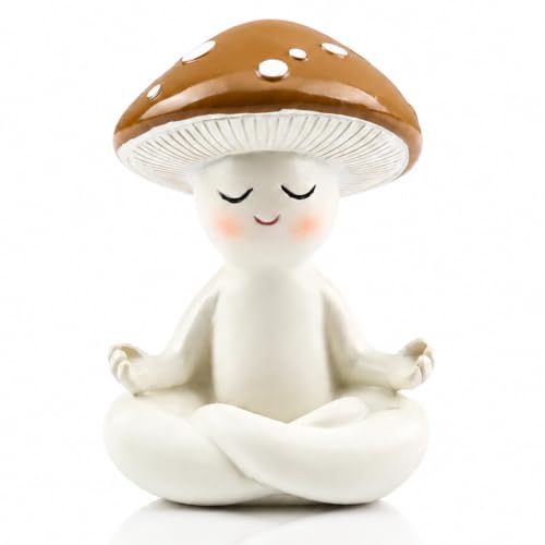 Lovin Product 11cm Statue Champignon Méditation, Figurine Résine Yoga