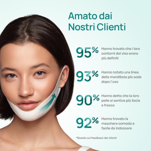 PLANTIFIQUE Doppio Mento Cintura Viso V-Line di 5 Maschere Viso per un Effetto Rassodante Soluzione Naturale per un Aspetto Giovane i Fresco Maschera Viso per un Contorno Viso Scolpito e Tonico - 5