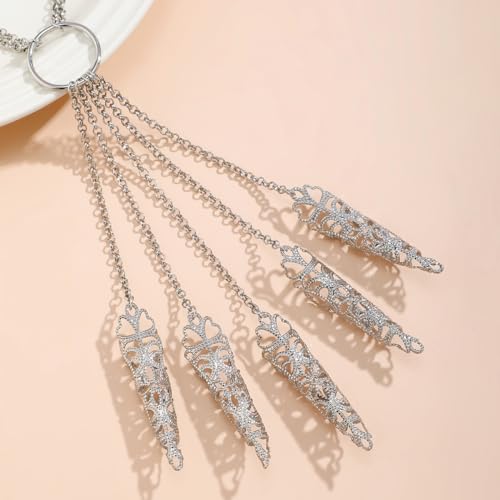 Gothic Finger Nail Tip Claw Bracelet Hollow Butterfly Floral Link Chain Slave Bracelet Belly Dance Gypsy Egyptian Harness Bracelet for Women4